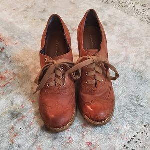 Tommy Hilfiger leather lace up wedge heels